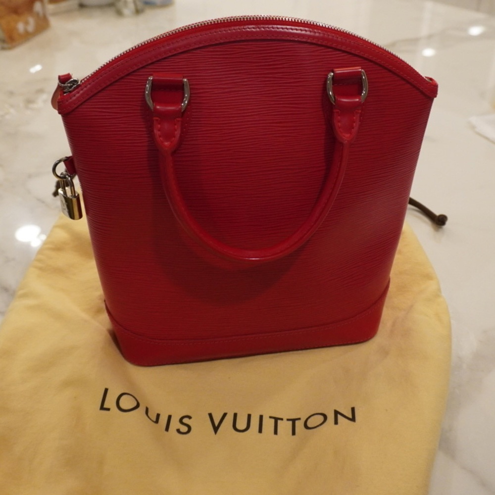 Louis Vuitton Red Epi Leather Dome Satchel with Padlock